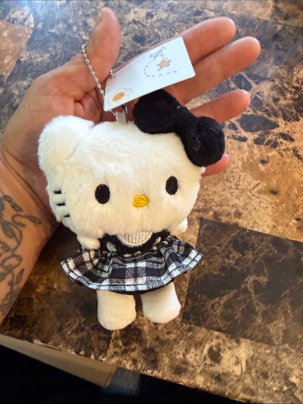 Kitty Plush Keychain in White and Black